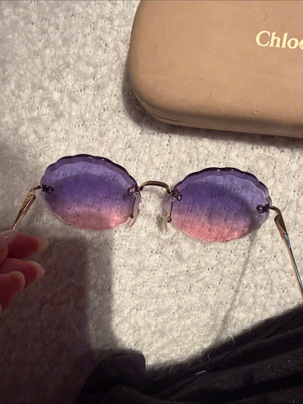 Chloe Purple to Pink Gradient scalloped Sunglasses - Picture 6 of 11